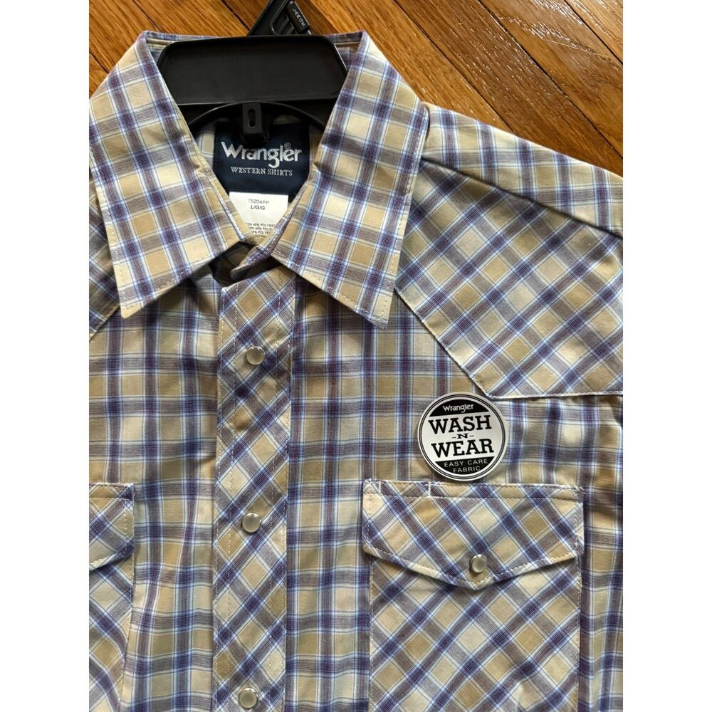 Wrangler Mens Western Long Sleeve Plaid Shirt | 75204PP | LARGE | NEW
